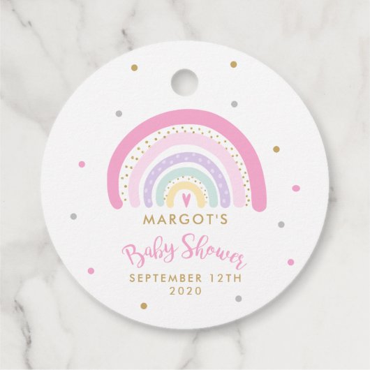 Baby shower van de pasteelregenboog bedankjes labels (Achterkant)