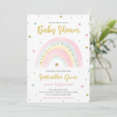 Baby shower van de pasteelregenboog kaart (Staand voorkant)