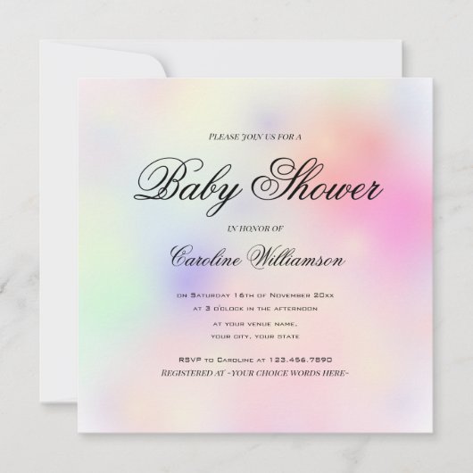 Baby shower van de pasteelregenboog kaart (Voorkant)