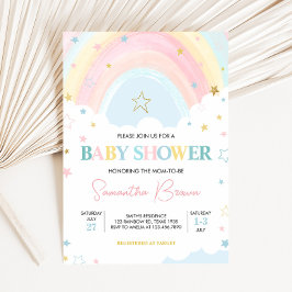 Baby shower van de pasteelregenboog kaart