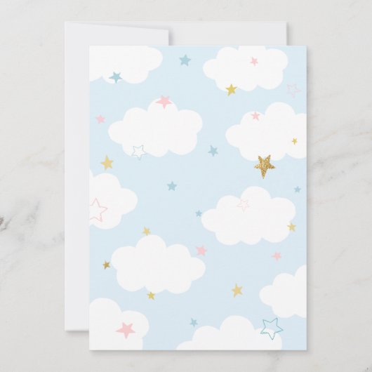 Baby shower van de pasteelregenboog kaart (Achterkant)