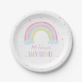 Baby shower van de pasteelregenboog papieren bordje (Voorkant)