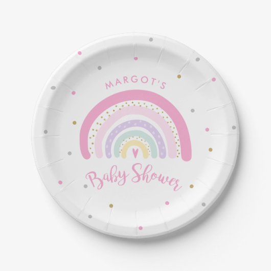 Baby shower van de pasteelregenboog papieren bordje (Voorkant)