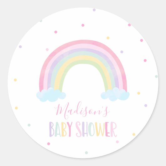 Baby shower van de pasteelregenboog ronde sticker (Voorkant)