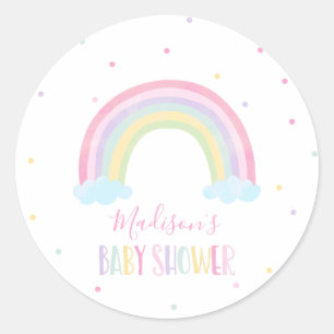 Baby shower van de pasteelregenboog ronde sticker