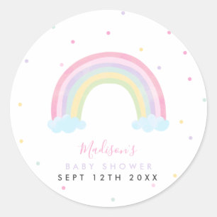 Baby shower van de pasteelregenboog ronde sticker