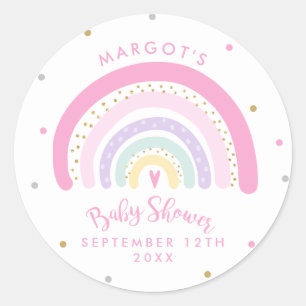 Baby shower van de pasteelregenboog ronde sticker