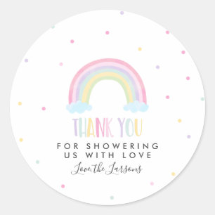Baby shower van de pasteelregenboog ronde sticker