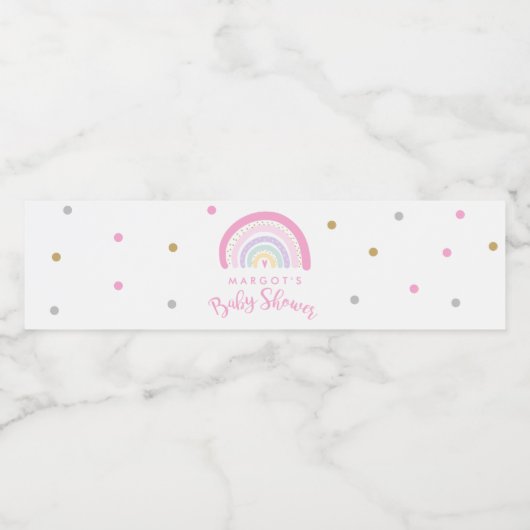 Baby shower van de pasteelregenboog waterfles etiket (Enkel label)