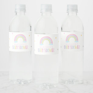 Baby shower van de pasteelregenboog waterfles etiket