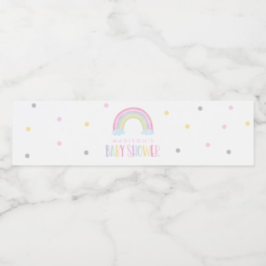 Baby shower van de pasteelregenboog waterfles etiket (Enkel label)