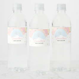 Baby shower van de pasteelregenboog waterfles etiket