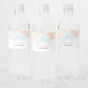 Baby shower van de pasteelregenboog waterfles etiket