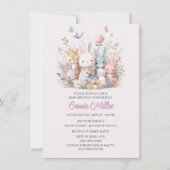 Baby shower van de Pastel Pink Woodland Animals Kaart (Voorkant)