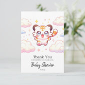 Baby shower van de pasteltijger bedankkaart (Staand voorkant)