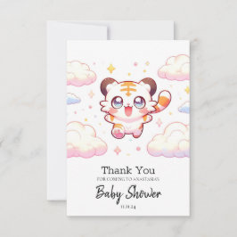 Baby shower van de pasteltijger bedankkaart