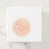 Baby shower van de perzikboog bedankjes labels (In situ)