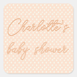 Baby shower van de perzikboog vierkante sticker