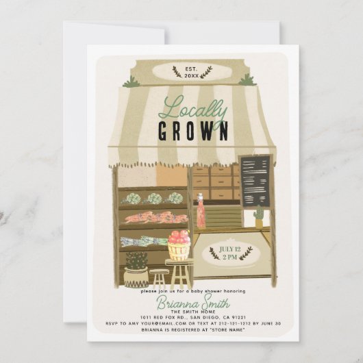 Baby shower van de plaatselijke boerenmarkt kaart (Voorkant)
