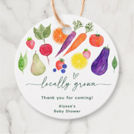 Baby shower van de plaatselijke landbouwmarkt bedankjes labels