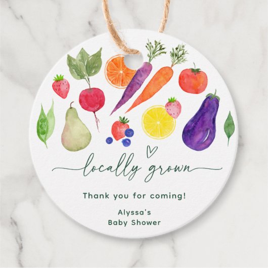 Baby shower van de plaatselijke landbouwmarkt bedankjes labels (Voorkant)