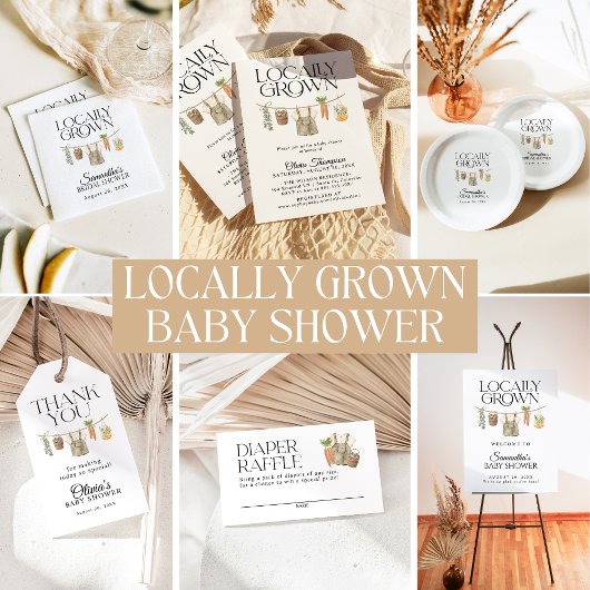 Baby shower van de plaatselijke landbouwmarkt cadeaulabel