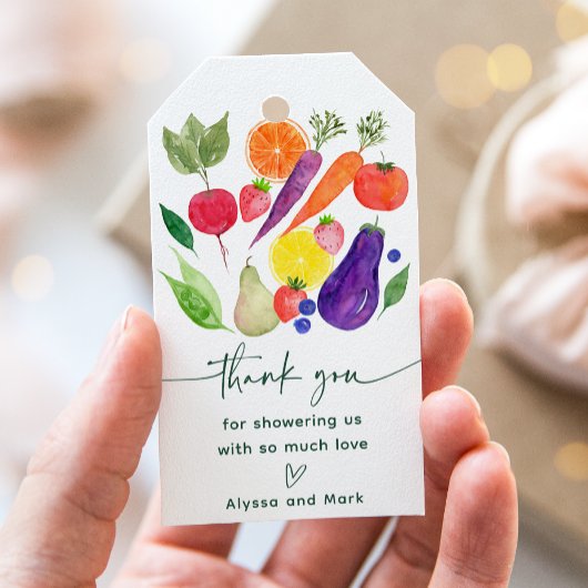 Baby shower van de plaatselijke landbouwmarkt cadeaulabel