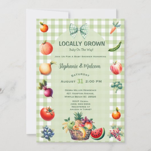 Baby shower van de plaatselijke landbouwmarkt kaart (Voorkant)