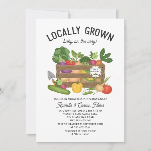 Baby shower van de plaatselijke landbouwmarkt kaart (Voorkant)