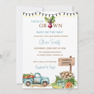 Baby shower van de plaatselijke landbouwmarkt kaart