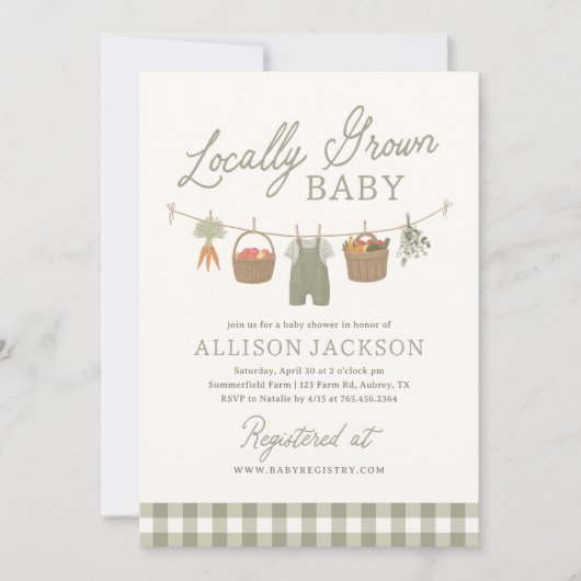 Baby shower van de plaatselijke landbouwmarkt kaart (Voorkant)