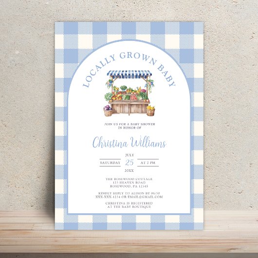 Baby shower van de plaatselijke landbouwmarkt kaart