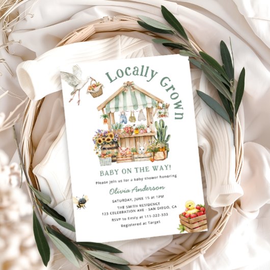 Baby shower van de plaatselijke landbouwmarkt kaart