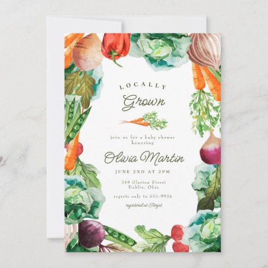 Baby shower van de plaatselijke landbouwmarkt kaart (Voorkant)