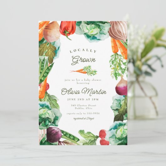 Baby shower van de plaatselijke landbouwmarkt kaart (Staand voorkant)