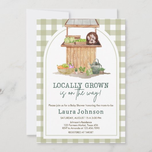 Baby shower van de plaatselijke landbouwmarkt kaart (Voorkant)