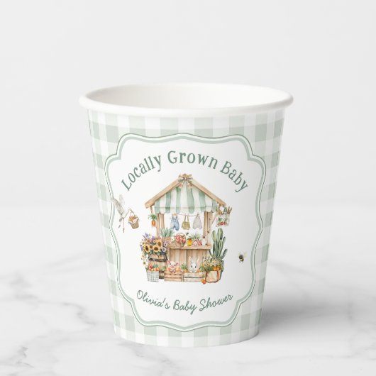 Baby shower van de plaatselijke landbouwmarkt papieren bekers (Voorkant)
