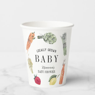 Baby shower van de plaatselijke landbouwmarkt papieren bekers