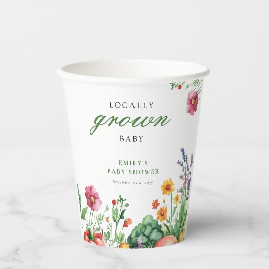 Baby shower van de plaatselijke landbouwmarkt papieren bekers (Voorkant)