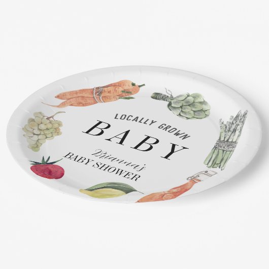 Baby shower van de plaatselijke landbouwmarkt papieren bordje (Gekanteld)