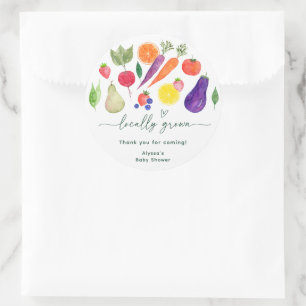 Baby shower van de plaatselijke landbouwmarkt ronde sticker