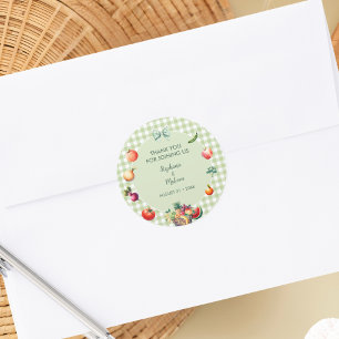Baby shower van de plaatselijke landbouwmarkt ronde sticker