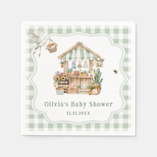 Baby shower van de plaatselijke landbouwmarkt servet (Voorkant)