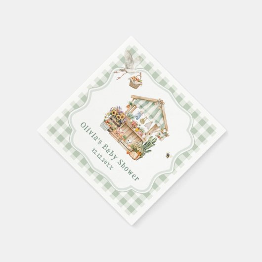 Baby shower van de plaatselijke landbouwmarkt servet (Hoek)