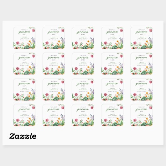 Baby shower van de plaatselijke landbouwmarkt vierkante sticker (Vel)