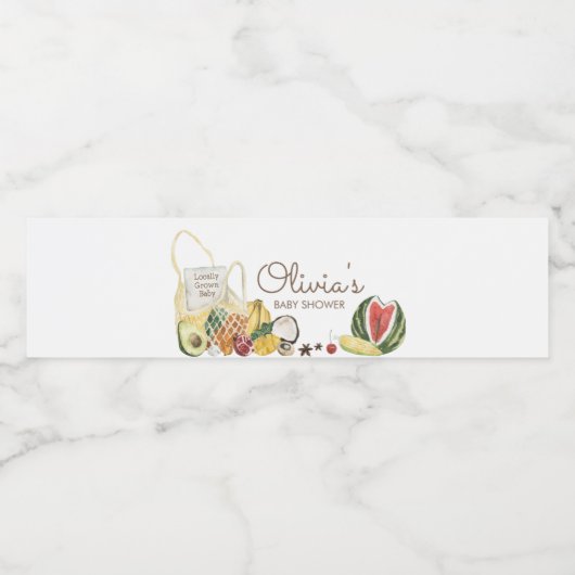 Baby shower van de plaatselijke landbouwmarkt waterfles etiket (Enkel label)