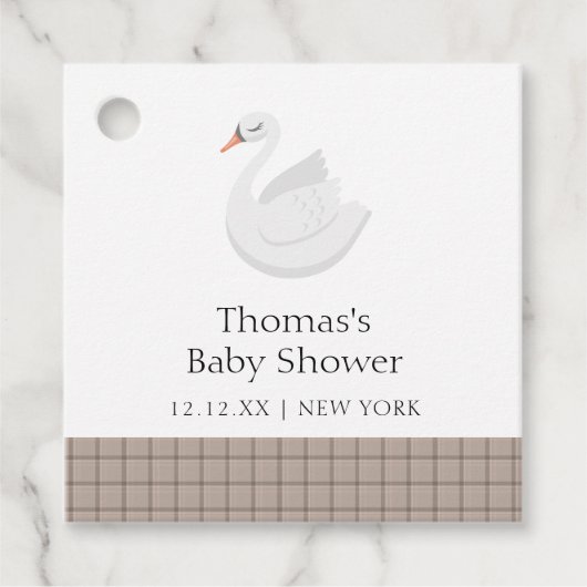 Baby shower van de Plaid Gingham Boy Bedankjes Labels (Voorkant)