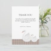 Baby shower van de Plaid Gingham Boy Bedankkaart (Staand voorkant)