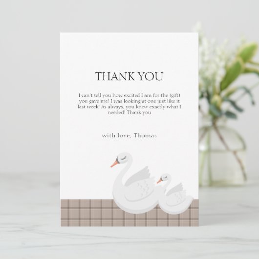 Baby shower van de Plaid Gingham Boy Bedankkaart (Staand voorkant)