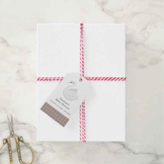 Baby shower van de Plaid Gingham Boy Cadeaulabel (Met Touw)